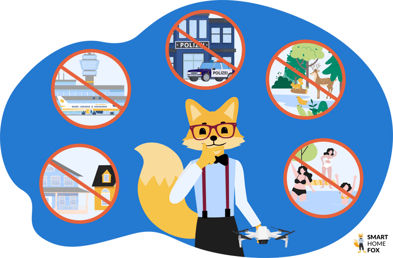 Der Smart Home Fox Experte weist auf gesetzliche Flugverbotszonen hin.